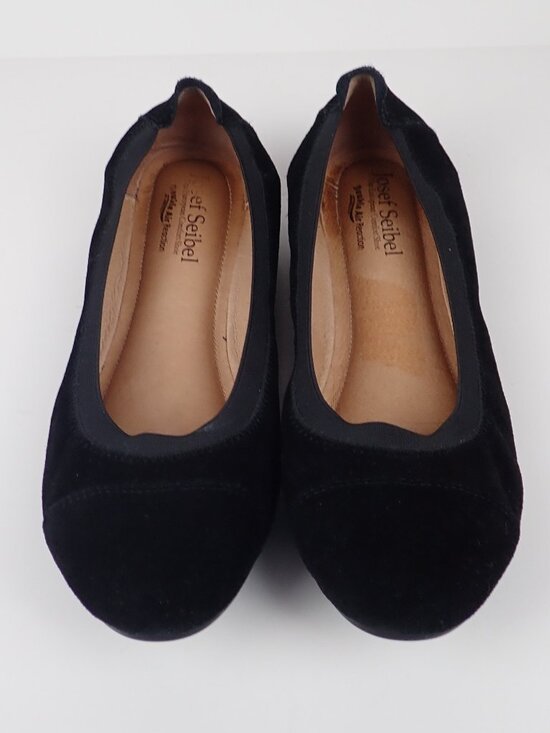 Joseph Seibel Womens 38 US 7/7.5 Pippa Black Suede Comfort Ballet Slip On Flats - Picture 1 of 11
